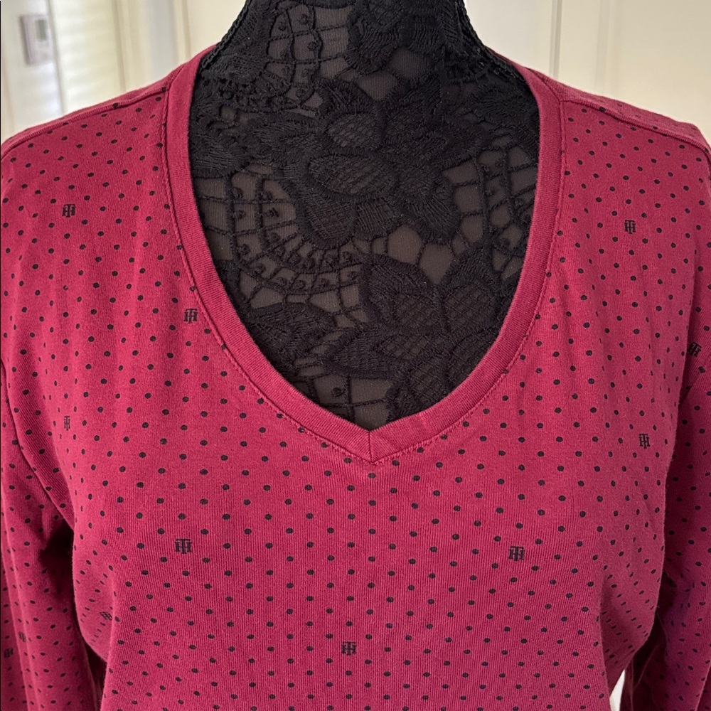 Tommy Hilfiger Stylish Maroon Long Sleeve Top Size XXL - Picture 3 of 10